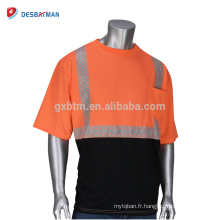 2018 Nouveau Design À La Mode Haute Visibilité Orange 2 Ton T-shirts de Sécurité Cool Workwear Avec 3 M Bandes Réfléchissantes Poche Été